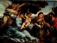Картина Лоренцо Лотто «Мадонна со святыми Екатериной и Иаковом Старшим» 