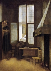 Картина Якобуса Фреля «Интерьер с женщиной у окна» 
