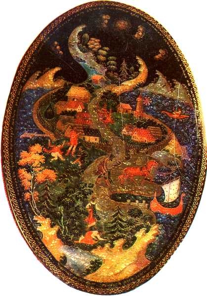 Никола́й Миха́йлович Зино́вьев «Чудо-юдо рыба-кит». Овальная пластина, 1931 г.